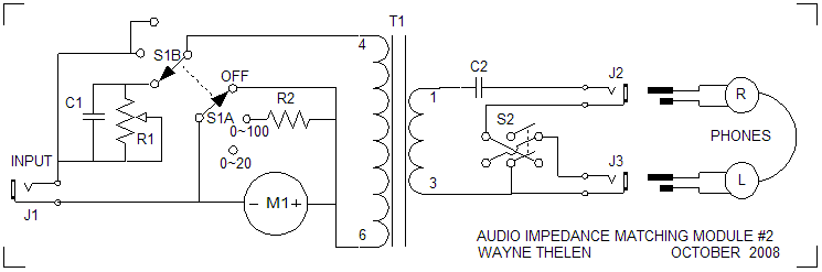 Audio Impedance Matching Module schematic